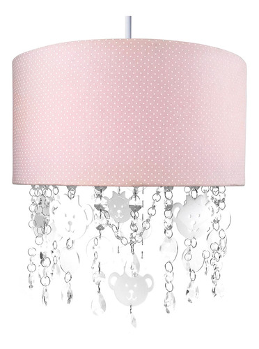 Lustre Tubular Cristais Ursinhas Quarto Bebê Infantil Menina