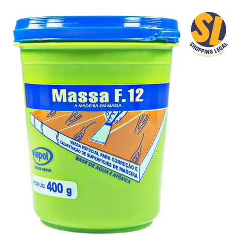 Imagem 1 de 6 de Massa F12 Div. Cores Calafetar Reparar Madeira 400g Viapol 