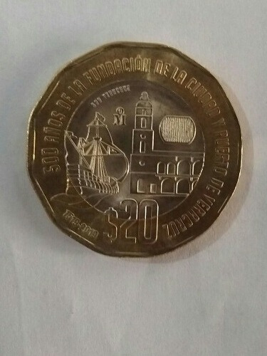 Moneda De $20 De Los 500 Años De La Fundación De Veracruz