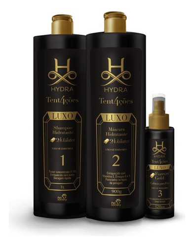 Kit Hidratante Hydra Luxo 24k - Shampoo, Máscara E Colônia