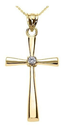 Joyería Religiosa Collar Colgante De Diamante Solitario Fdj 