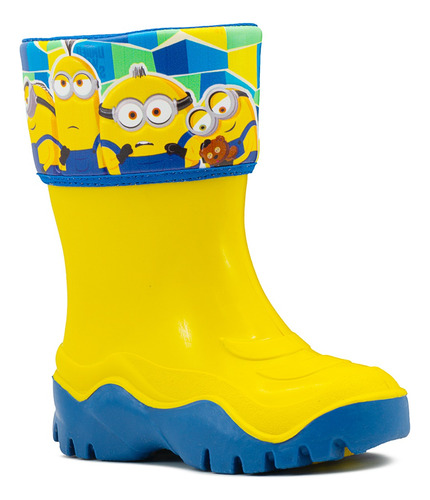 Bota De Lluvia Impermeable Para Niño Minions Amarillo 13-21