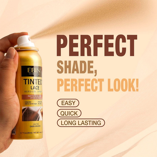 Spray Tintura Renda Peruca Ebin 80ml Bege Natural