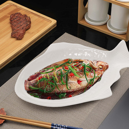 Plato Creativo De Vajilla De Cerámica Con Forma De Pez Para