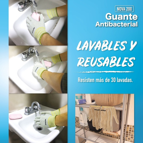 Imagen 6 de 9 de Guantes Antibacteriales Con Cobre De Corea Lavables