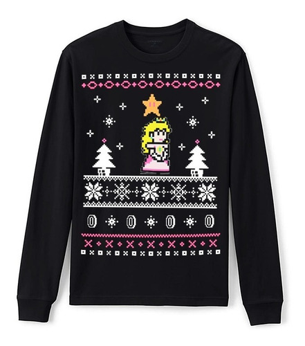 Playera Princesa Peach Ugly Sweater Mario Bross + Regalo