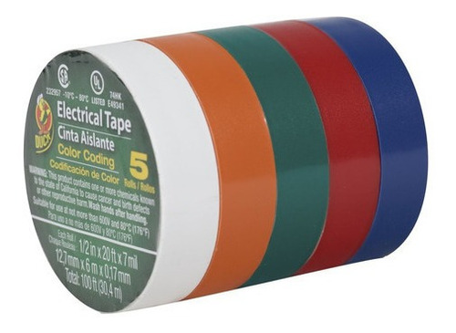 Pack De 5 Cintas Aisladoras De Colores Duck Tape Br8