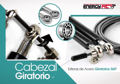Imagen 4 de 10 de Soga Saltar Speed Rope Mangos Aluminio Cabezal 360° Crossfit