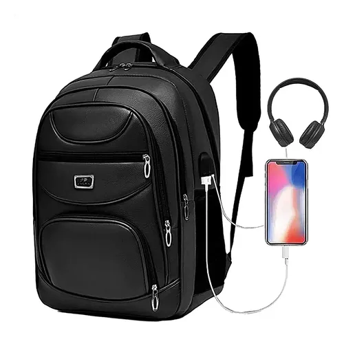 Mochila Couro Masculina Impermeável Reforçada Notebook USBPor LA BAR