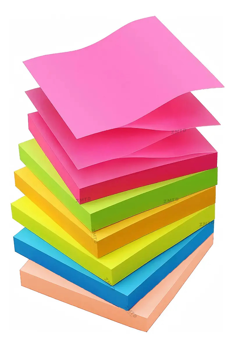 1200 Hojas Notas Adhesivas Neon Tipo Post-it 7.6x7.6cm Block Color 6 Colores