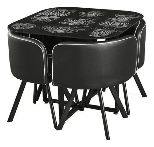 Comedor Coffee Para 4 Personas M + Design Color Negro Estampado