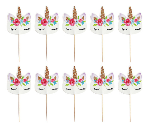 48 Peças De Chapéus De Bolo De Unicórnio Com Padrão Floral P