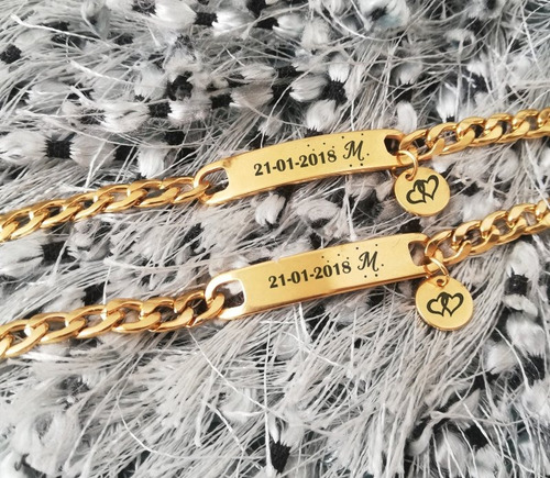 X2 Pulseras En Acero Personalizada Manilla Esclavas