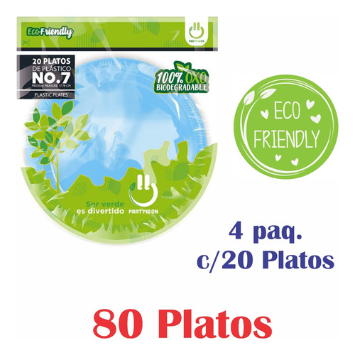 Plato Pastelero Plástico Desechable Party Is On 80 Piezas