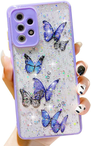 Funda Para Samsung Galaxy A52 4g/5g - Violeta Con Mariposas