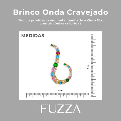 Brinco Festa Ondas Cravejado Com Zircônias Com Garantia