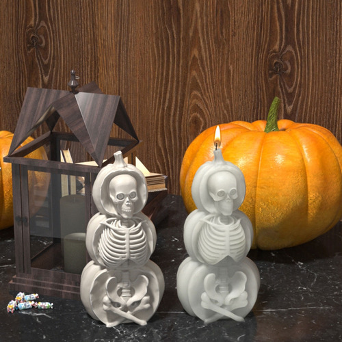 Molde De Silicona Pumpkim Candle Para Hacer Yeso Para Velas