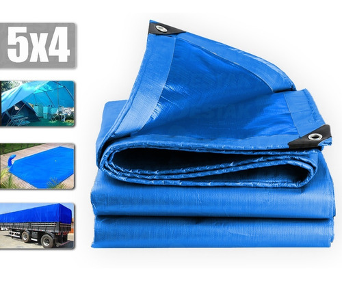Imagem 1 de 8 de Lona Azul Carreteiro Caminhão Piscina Impermeável 75g 5x4