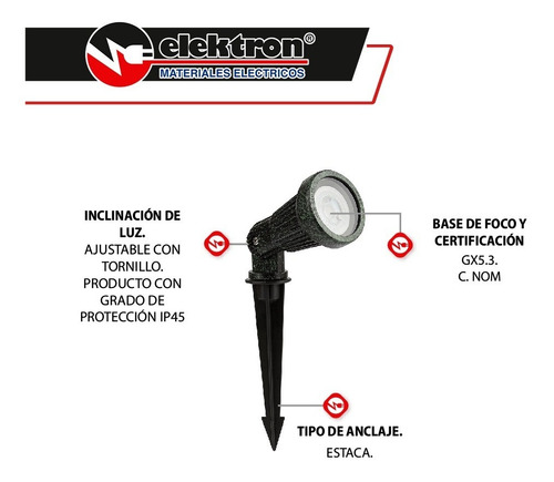 Imagen 3 de 6 de Reflector Spot Tecnolite H-750/v Estaca Exteror 50w 1p45