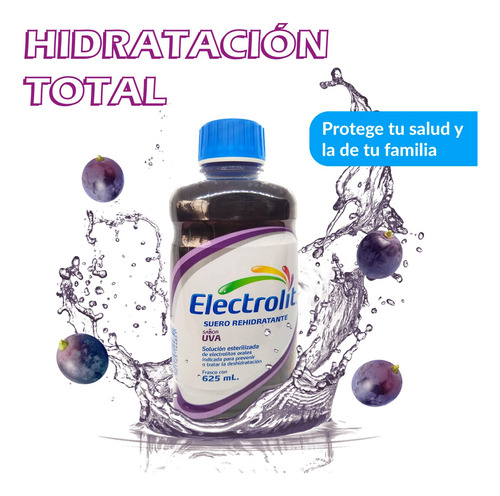 Electrolit Suero Rehidratante Sabor Uva 625ml 6pz