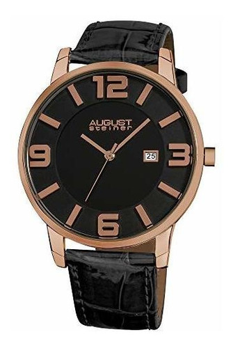 August Steiner Men's Slim Swiss Quartz Watch - Date Window A