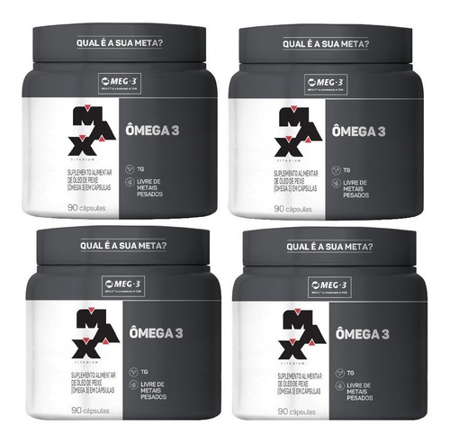 4x Oleo De Peixe Max Titanium + 90 Cáps - Envio 24 Horas
