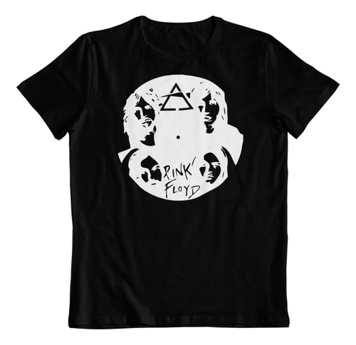 Polera Negra Algodon Estampado Dtf Pink Floyd Grupo Ingles