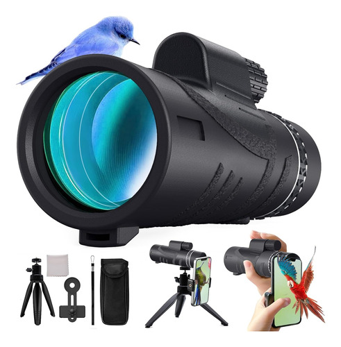 Telescopio Monocular Hd De 80 X 100 Adaptador Para Teléfono