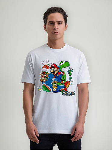 Playera Super Mario World Snes Mario Bros Yoshi Bowser  
