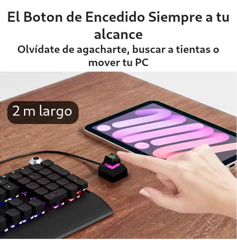 Boton Power Extensor 2 Metr Encendido Mecanico Rgb Pc Gamer