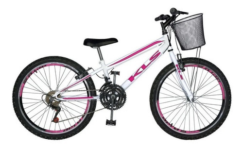 Bicicleta Kls Aro 24 Freio V-brake Mtb 21 Marchas Aro Aero Cor Bike aro 24 Branco/Pink