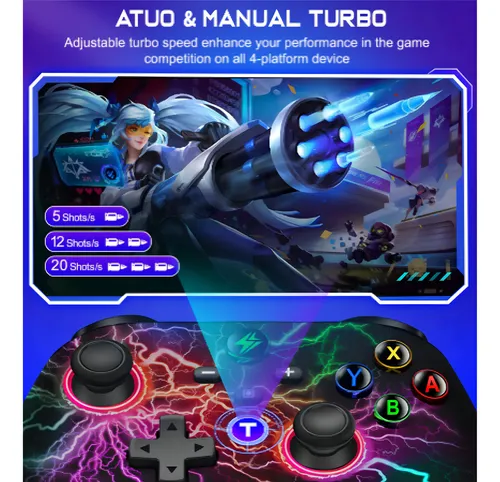 Controle Sem Fio Para Pc Nintendo Switch Android Ios Led Rgb Controle Sem Fio Para Pc Nintendo Switch Android Ios Led Rgb