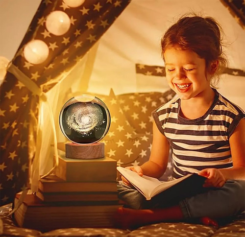 2 Luces Nocturnas Led Bolas De Cristal 3d Luna De Escritorio