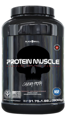 Protein Muscle Black Skull - 900g (blend Proteínas) Caveira Sabor Chocolate