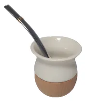 Comprar Mate Bocon De Ceramica Y Madera Minimalista Decoviral Bazar