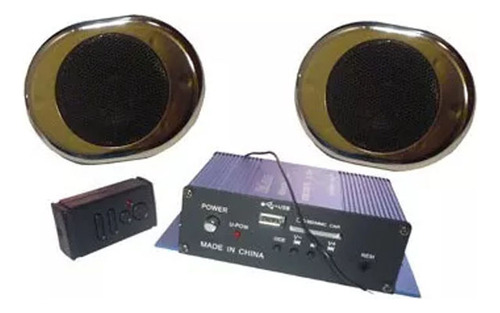 Kit Audio Moto Potencia Parlantes Usb Mp3 Radio Control Sd