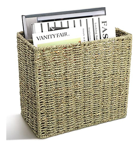 Hand Woven Divided Magazine Basket Seagrass Woven Magaz...