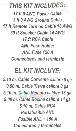 Kit De Instalacion Para Amplificador Cal. 0 Ultra Ul-kit0