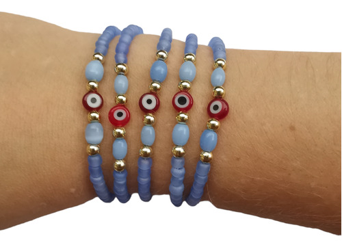 10 Pulseras Ojo Turco Rojo De Mostacilla 