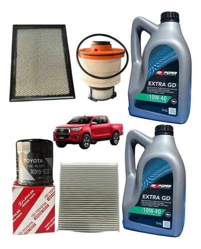 Kit Service X4 Filtros +aceite 10w40 Toyota Hilux Td 2,8 2,4