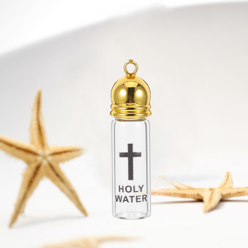 Abalorios De Agua Bendita Con Forma De Cruz De Cristal, Bote