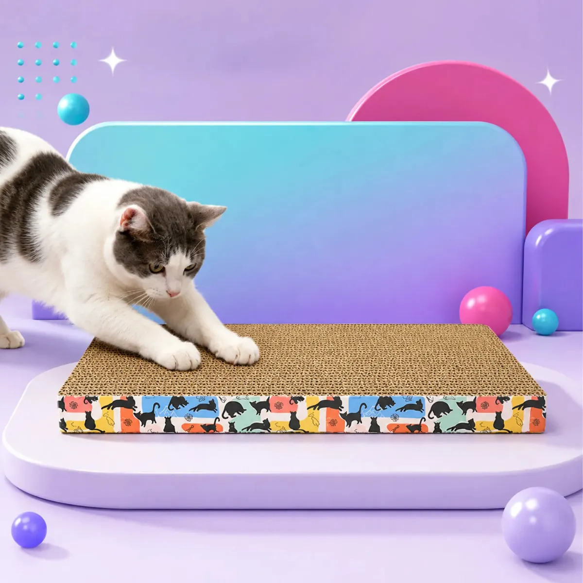 Fancy Pets Rascador Recto De Cartón Para Gatos 43 Cm Con Bolsa De Catnip 5 g Para Rascar, Afilar Garras Y Ayudar A Proteger Muebles Y Alfombras Color Bordó