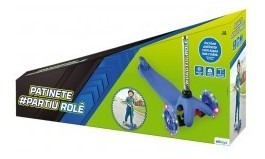 Imagem 2 de 2 de Patinete 3 Rodas Ajustável Com Luzes Na Roda - Azul