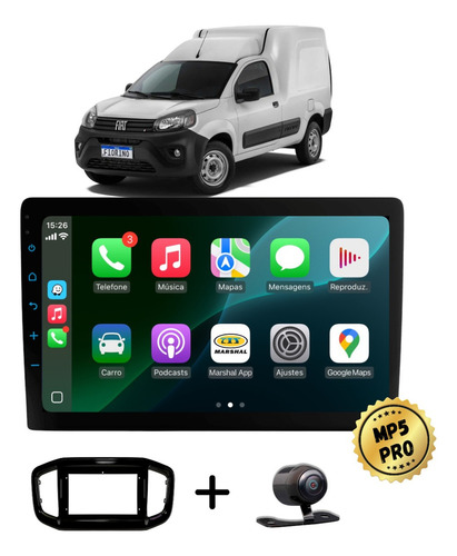 Kit Multimidia Mp5 Pro+ 9'' Fiat Fiorino 2022 Em Diante