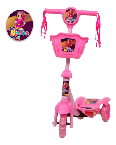 Patinete Rosa Infantil Cesta Regulável 20kg Mundo De Kaboo