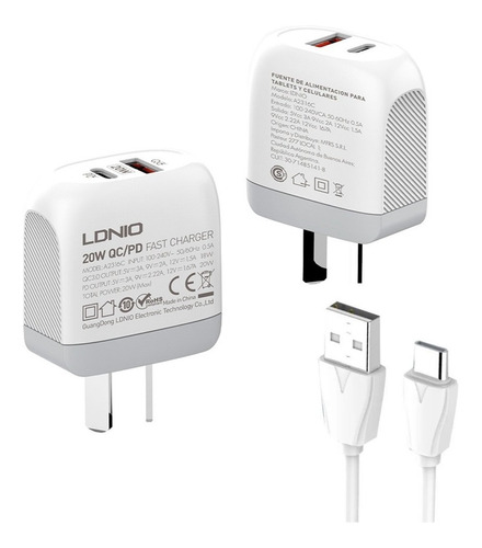 Cargador Pared Con Cable Usb-c Para Samsung Xiaomi Moto LG