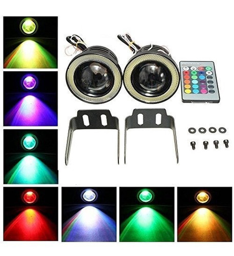 Katur. 2 Proyectores Universales Con Focos Rgb Led Antiniebl