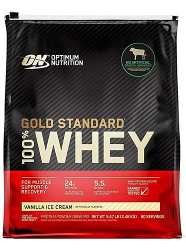 Gold Standard Whey Proteína Suero De Leche 2.48kg Sabor Helado De Vainilla