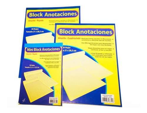 Block Amarillo Media Carta X 50 Cuadros