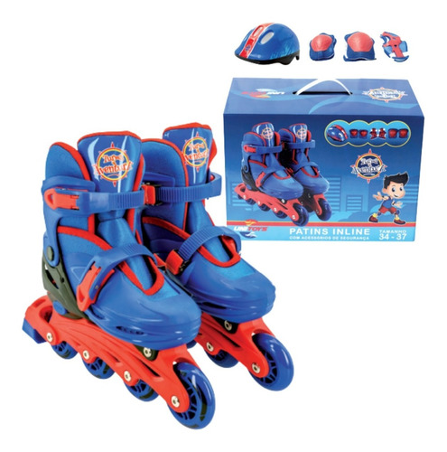 Patins Inline Roller Semi Profissional Ajustável C/ Capacete